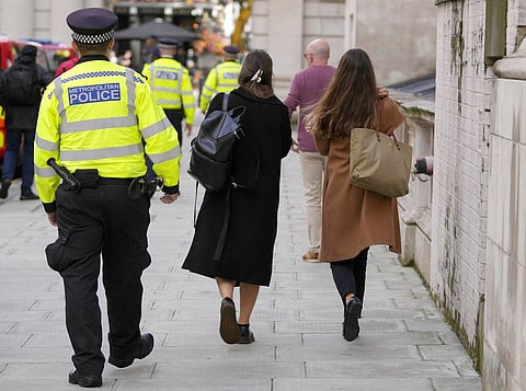 Police officers on patrol, in Westminster, London. (Photo |AP)