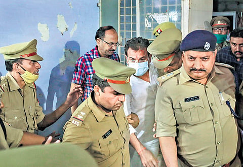 Union Minister of State for Home Ajay Mishra’s son Ashish Mishra taken to court in Lakhimpur Kheri. (File Photo | PTI)