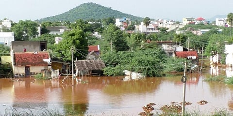 Snagnated water in Manapparai (Photo | Express)