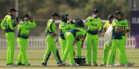 Ireland T20 squad during a a game. (Photo @cricketireland)