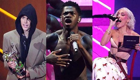 Justin Bieber, Lil Nas X and Doja Cat at the MTV Video Music Awards at Barclays Center on Sunday, September 12, 2021, in New York. They have all secured nominations in the 2021 MTV EMAs. (Photos | AP)
