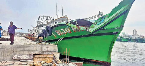 The boat after it was reportedly hit by the cargo ship | special arrangement