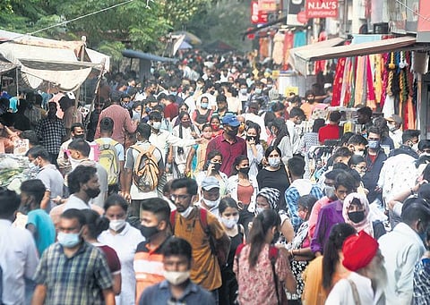 Heavy rush of people at Sarojini Nagar market in the capital. (File Photo | Parveen Negi, EPS)