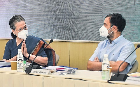 Congress president Sonia Gandhi at a party meeting in Delhi on Tuesday | PTI