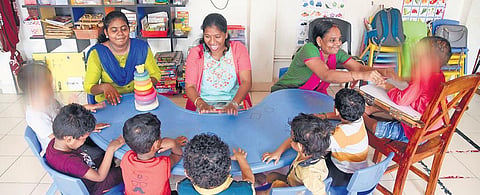 Suganya conducting special education classes for children with learning disabilities