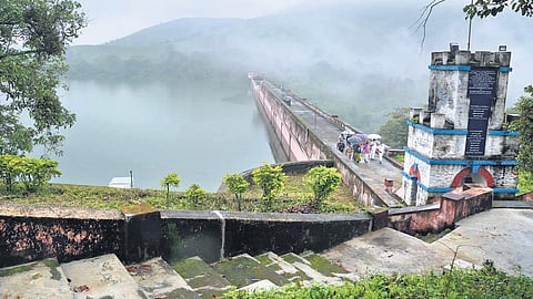 A view of the Mullaperiyar dam.