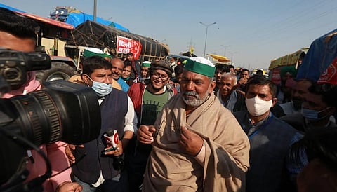 Rakesh Tikait during the Farmers protest. (File Photo | Shekhar Yadav, EPS)