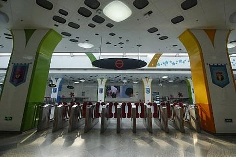 Empty Disney Resort subway station is seen in Shanghai on November 1, 2021 as Shanghai Disneyland (Photo | AFP)