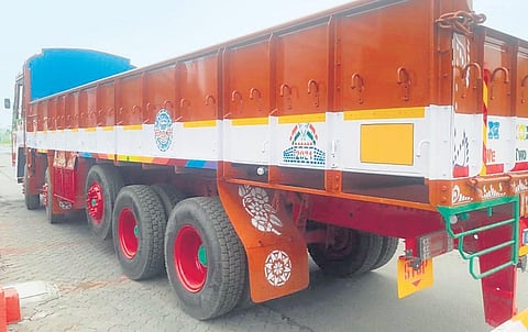 Reflective tape on a large lorry | Express