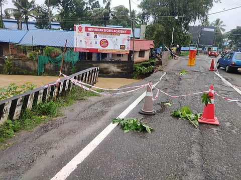 A portion of Maruthathoor bridge at the national highway, near TB junction in Neyyattinkara, collapsed due to the continuous rains.