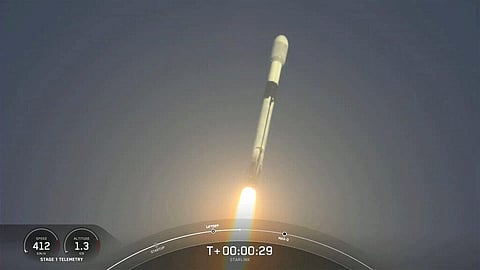 This still image provided by SpaceX shows a SpaceX Falcon 9 rocket lifting off from Cape Canaveral, Fla., Space Force Station on Saturday, Nov. 13, 2021. (Photo | AP)