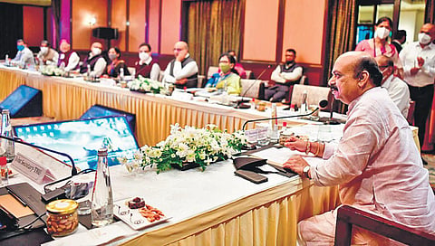 Chief Minister Basavaraj Bommai chairs the second meeting of Group of Ministers on Goods and Services Tax (GST), in Bengaluru on Saturday