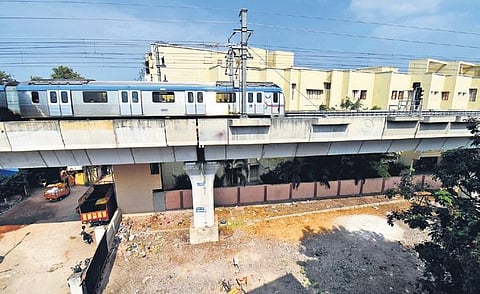 The plot of open land, which is a playground for school students, has caused rifts between the Education Department and HMRL (Photo | Express, S Senbagapandiyan)
