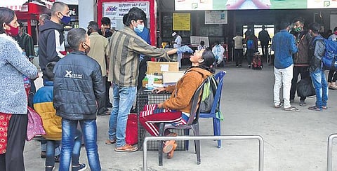 Every passenger arriving at Bengaluru’s KSR railway station is subjected to testing to prevent the spread of the infection. (Photo | EPS)
