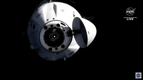 n this image from video provided by NASA, astronauts in the SpaceX Dragon capsule undock from the International Space Station on Monday, Nov. 8, 2021. (Photo | NASA)