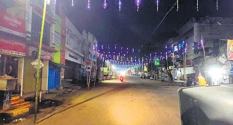 The main road in Jeypore town wearing a deserted look during night curfew. (File Photo | Express)