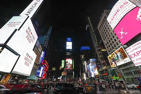 People gather in the Times Square in New York. (File photo | AP)