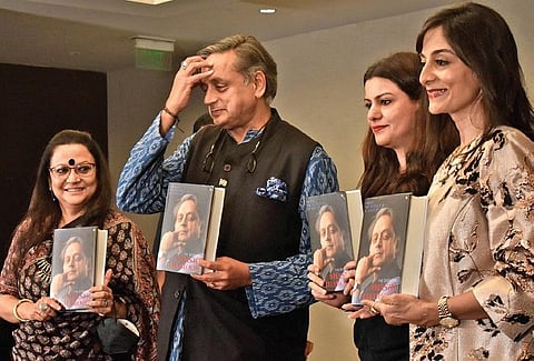 Congress MP Shashi Tharoor during the launch of his book Pride, Prejudice and Punditry in Hyderabad, on Saturday | S Senbagapandiyan