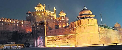 Red Fort lit up at night.