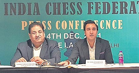 AICF secretary Bharat Singh Chauhan and president Dr Sanjay Kapoor (R) announced the development on Tuesday
