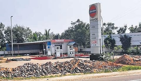 A closed-down fuel station in Anantapur near Karnataka border. (Photo| EPS)