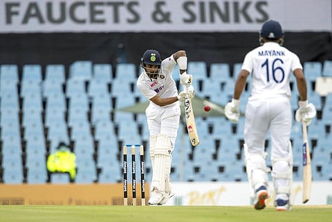 KL Rahul plays a side shot during the Test Cricket match between South Africa India at Centurion Park in Pretoria.(Photo | AP )