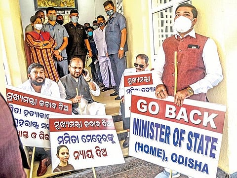Chief Minister Naveen Patnaik came under fire for giving protection to Minister of State for Home Dibya Shankar Mishra who was targeted for shielding Gobinda Sahu, prime accused in the case.