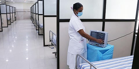 A separate ward is readied to treat persons infected with the Omicron COVID variant at Government Omandurar Hospital in Chennai. (Photo| ANI)