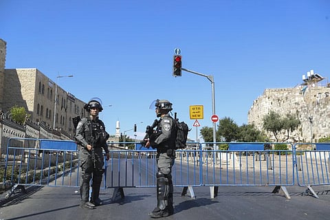 Israeli border police block a main road ahead of a planned march by Jewish ultranationalists through east Jerusalem. (Representational photo | AP)