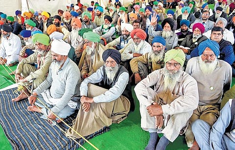 Farmers at Singhu border during their protest against farm laws. (File Photo | PTI)