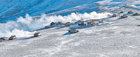 armoured vehicles start moving as part of disengagement in the Pangong Tsu | PTI