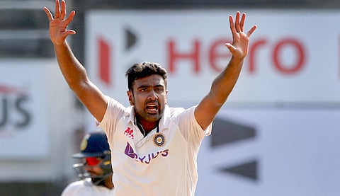 India's Ravichandran Ashwin celebrates a wicket at M.A. Chidambaram Stadium ,in Chennai. (Photo | PTI)