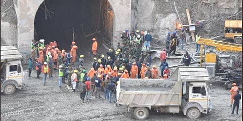 The drilling a hole of 1 ft diameter on the ground of the tunnel has failed. (Photo | EPS)