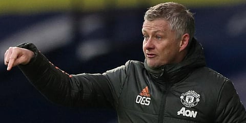 Manchester United manager Ole Gunnar Solskjaer gives instructions from the sideline during the EPL match against West Bromwich Albion at the Hawthorns stadium. (Photo | AP)