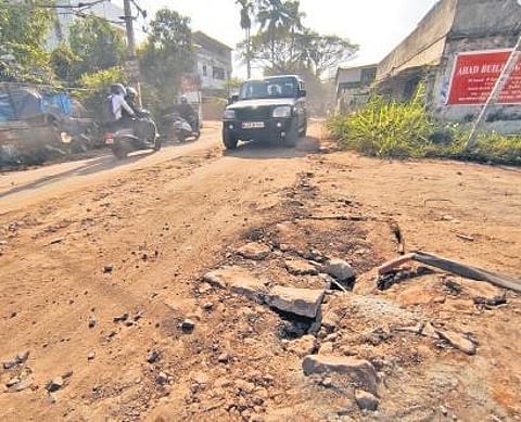 The damaged Thammanam-Pulleppady road | A Sanesh