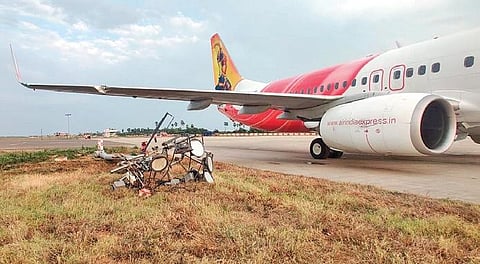 The Air India flight that accidentally hit an electrical pole during landing at the Gannavaram Airport on Saturday