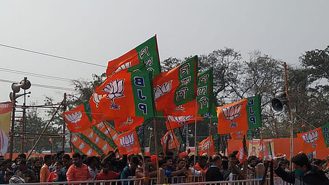 BJP flags. (Photo| EPS)