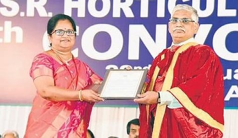 Department of Agriculture Research and Education secretary Dr Trilochan Mohapatra at the fourth convocation of YSR Horticulture University at Venkataramannagudem in West Godavari district.