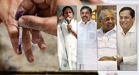 The terms of the legislative assemblies of these four states are ending in May and June. (Photo | PTI &EPS)