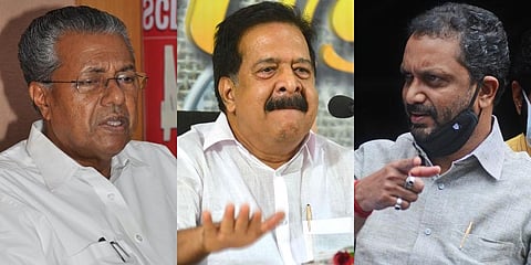 Kerala CM Pinarayi Vijayan, Opposition leader Ramesh Chennithala and BJP State president K Surendran (Photo | EPS)