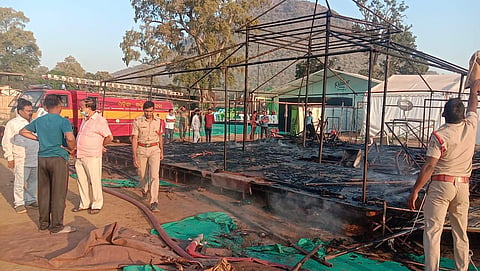 An inquiry is on after the tents burnt into ashes at Satkosia Eco Retreat. (Photo | Express)