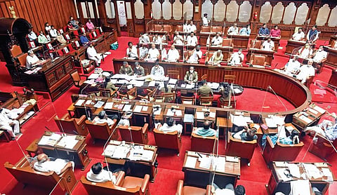 The Karnataka Legislative Council in session at Vidhana Soudha. (Photo| EPS/ Nagaraja Gadekal)