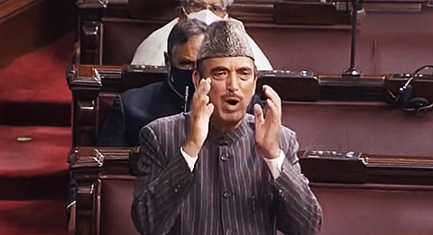 Congress MP Ghulam Nabi Azad speaking at the Rajya Sabha (File Photo | PTI)