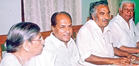 K R Gowri, A K Antony, Oommen Chandy and UDF convenor P P Thankachan (File pic)