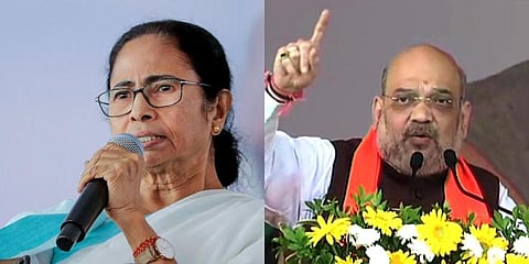 West Bengal CM Mamata Banerjee (L) and Union Home Minister Amit Shah