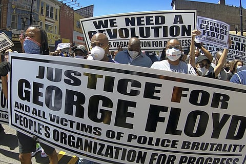 A rally and march by the People's Organization Progress is held to protest the death of George Floyd. (File Photo | AP)