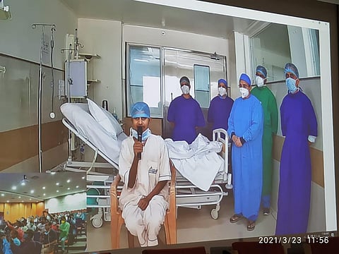 The 17-year-old boy interacting with media and the doctors' team via video conference (Photo: Special arrangement)