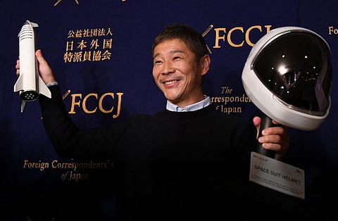 This file photo taken on October 9, 2018 shows Japanese billionaire Yusaku Maezawa, the first private passenger who will fly around the Moon aboard the SpaceX BFR launch vehicle. (Photo | AFP)