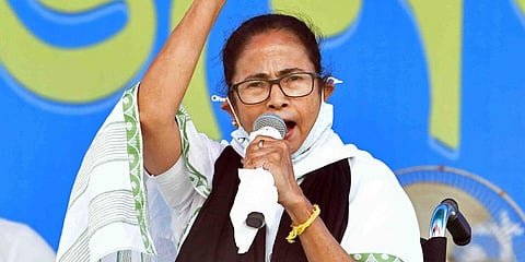 West Bengal Chief Minister Mamata Banerjee addresses during an election campaign. (Photo | ANI)