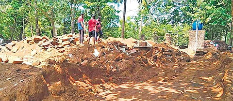 The seven-room tile-roofed old house of Abdulla Kunhi that was razed by suspected SDPI workers